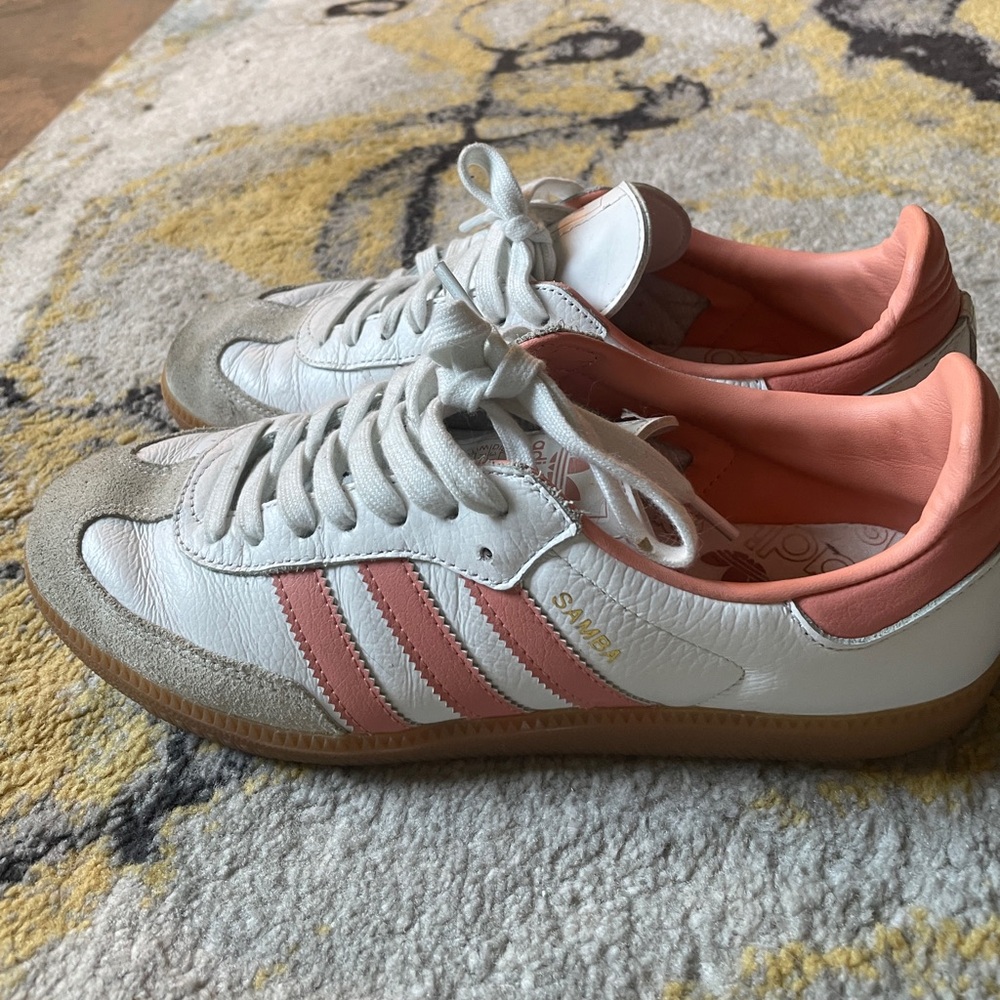 Adidas Samba White and peach Sneakers with Classic Design